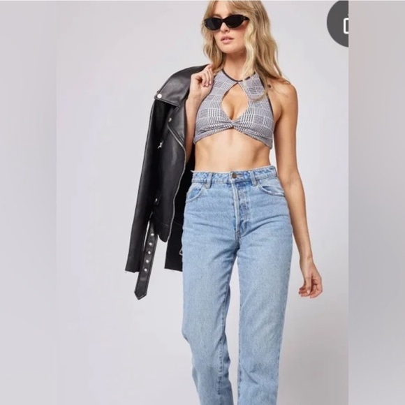 LSpace Black and White Halter Bikini Top NWT - Picture 6 of 8